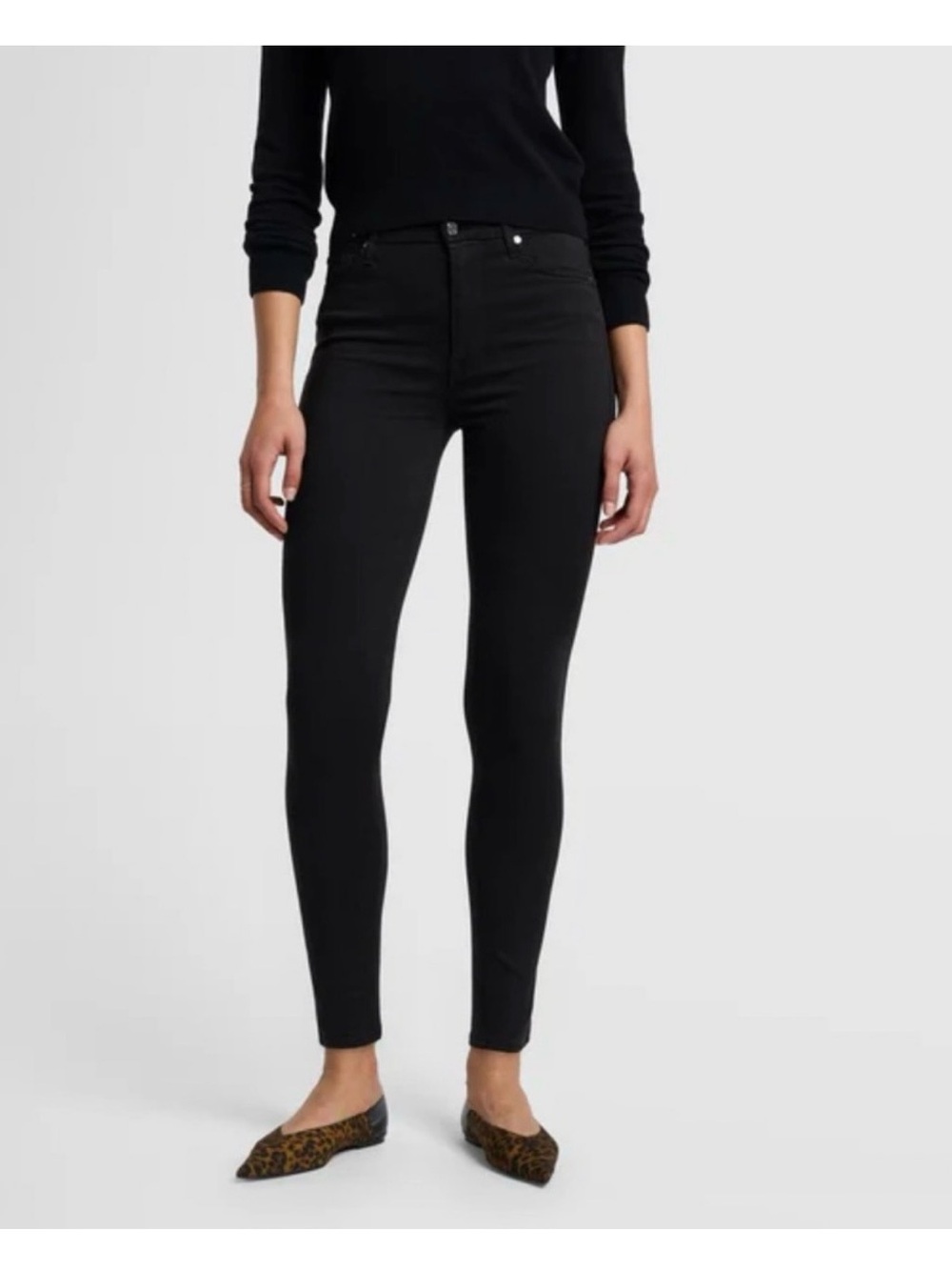 7 For All Mankind Black High Waist Skinny Jeans Stretch Denim